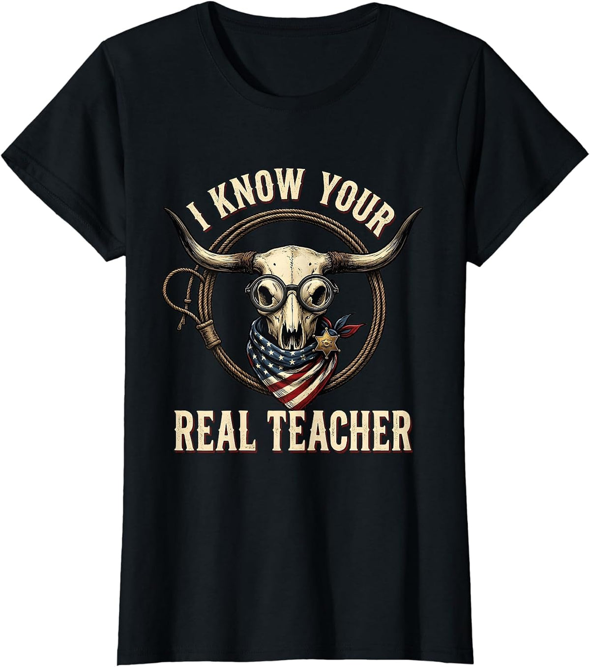 I Know Your Real Teacher Substitute Design T-Shirt - Black