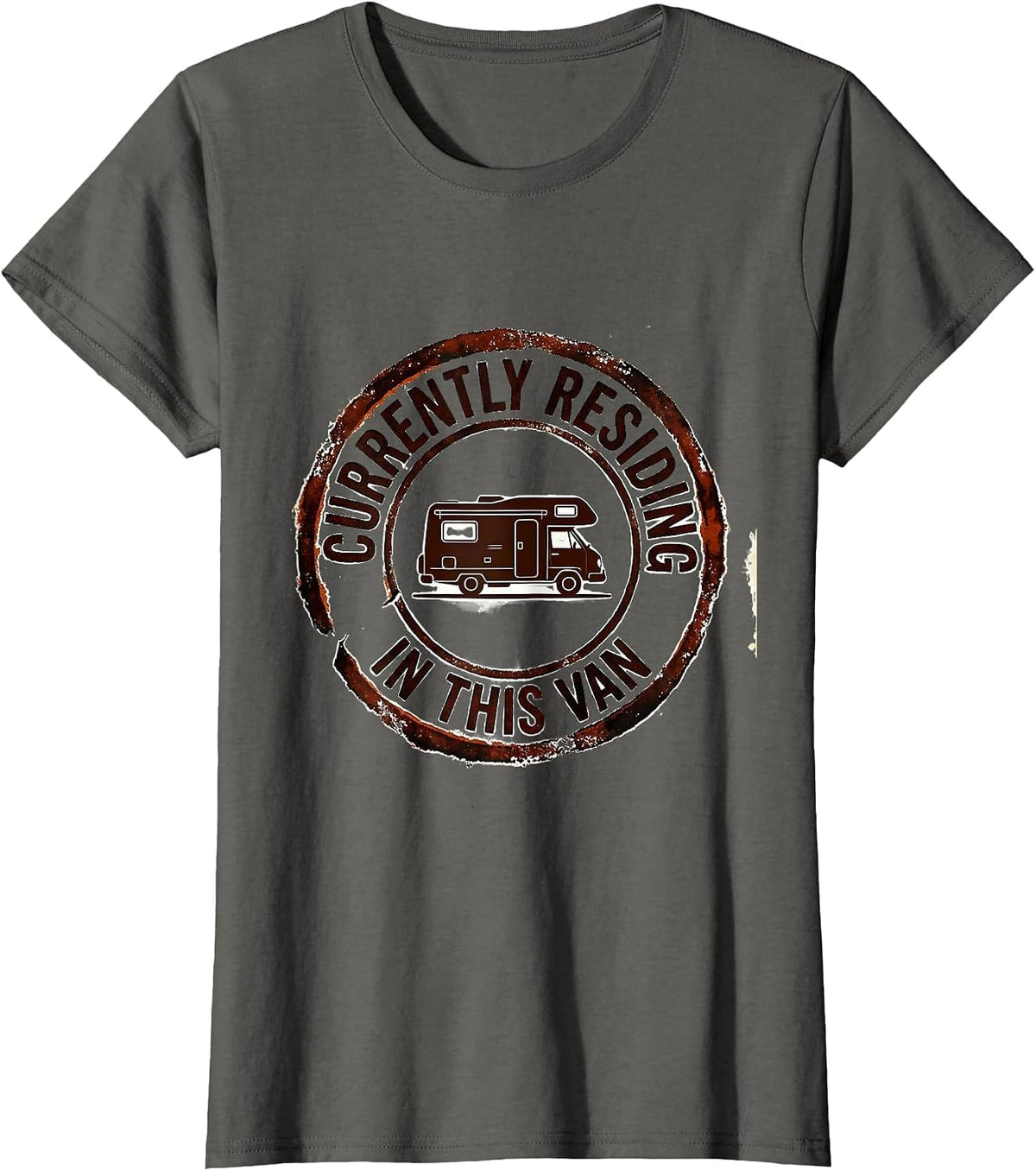 Women's Currently Residing In This Van Retro Van Life Nomads Camper T-Shirt - Asphalt Grey