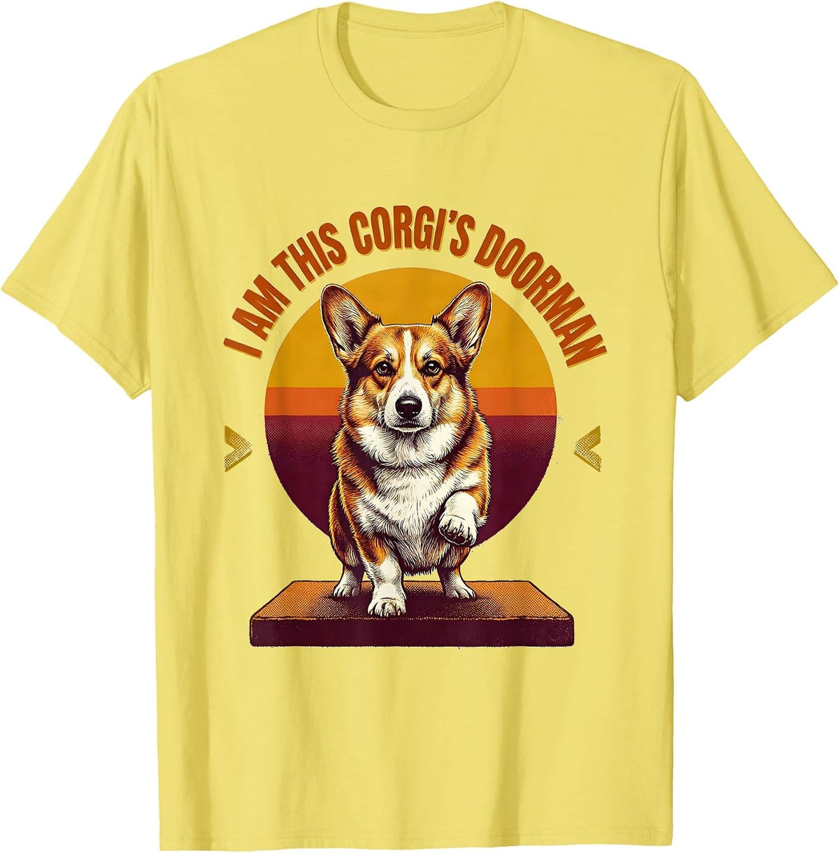 Men's I Am This Corgi's Doorman Funny Corgi Owner Breed Humor T-Shirt - Lemon Yellow