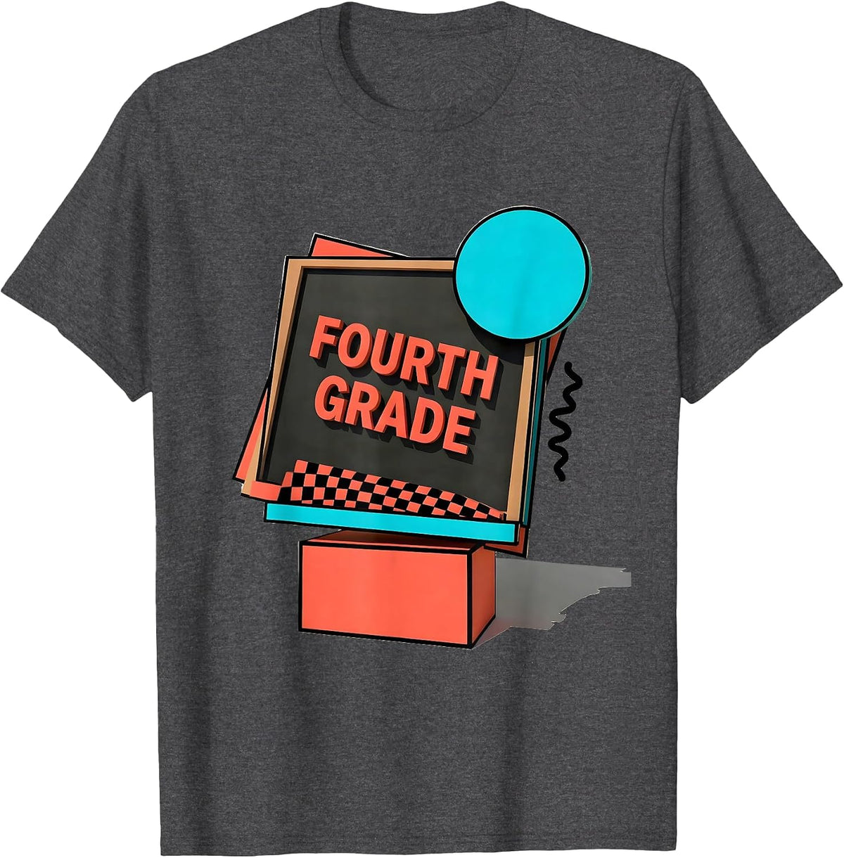 Men's Fourth Grade Memphis Postmodern Back To School Teacher Girl T-Shirt - Dark Heather Grey