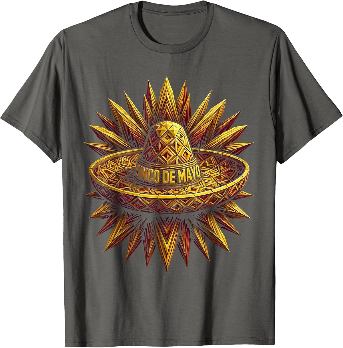 Cinco de Mayo Festive Mexican Celebration Design T-Shirt - Asphalt Grey