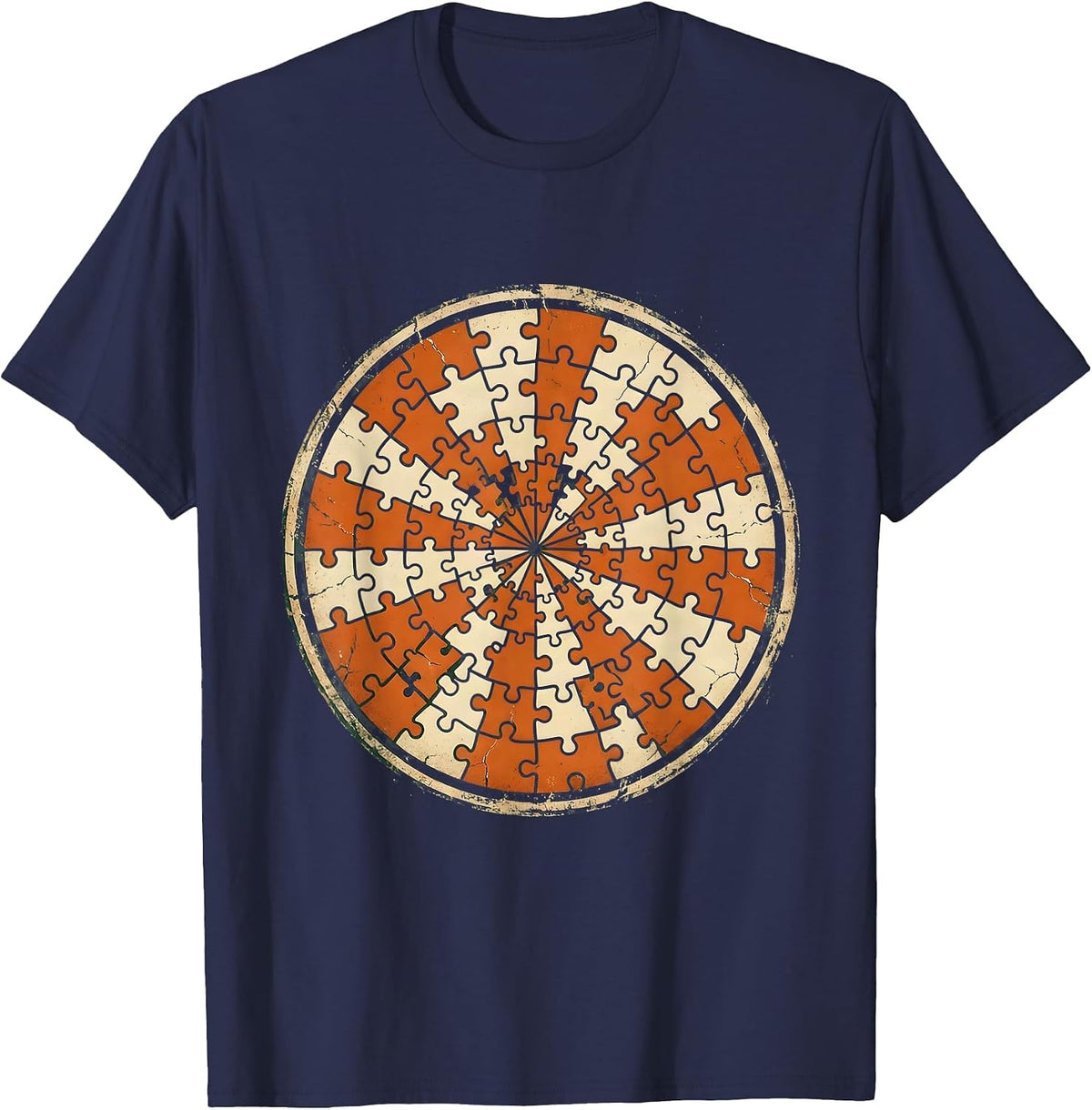 Men's Paraprofessional Colorful Puzzle Pieces Graphic T-Shirt - Navy Blue