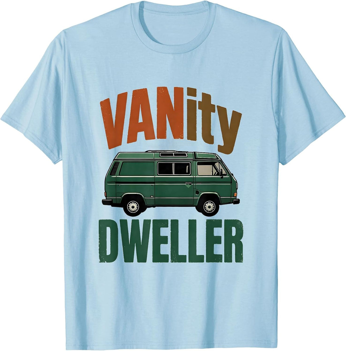 Men's VANity Dweller Vintage Van Life Nomads Road-Trip Humor T-Shirt - Baby Blue