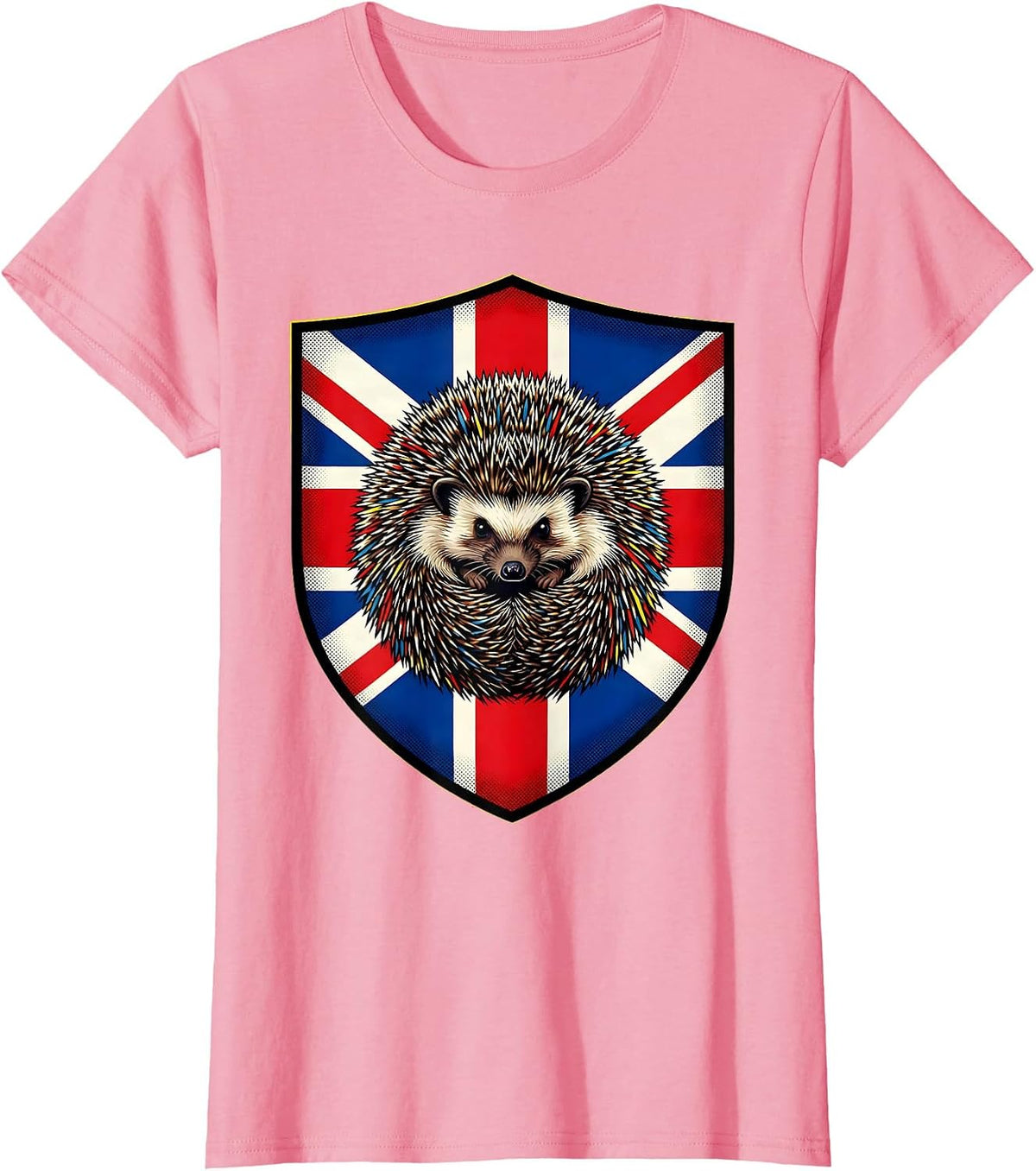 Women's British Pride Hedgehog Union Jack Shield T-Shirt - Pink