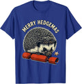 Merry Hedgemas Linocut Hedgehog Christmas Cracker Humor T-Shirt - Royal Blue