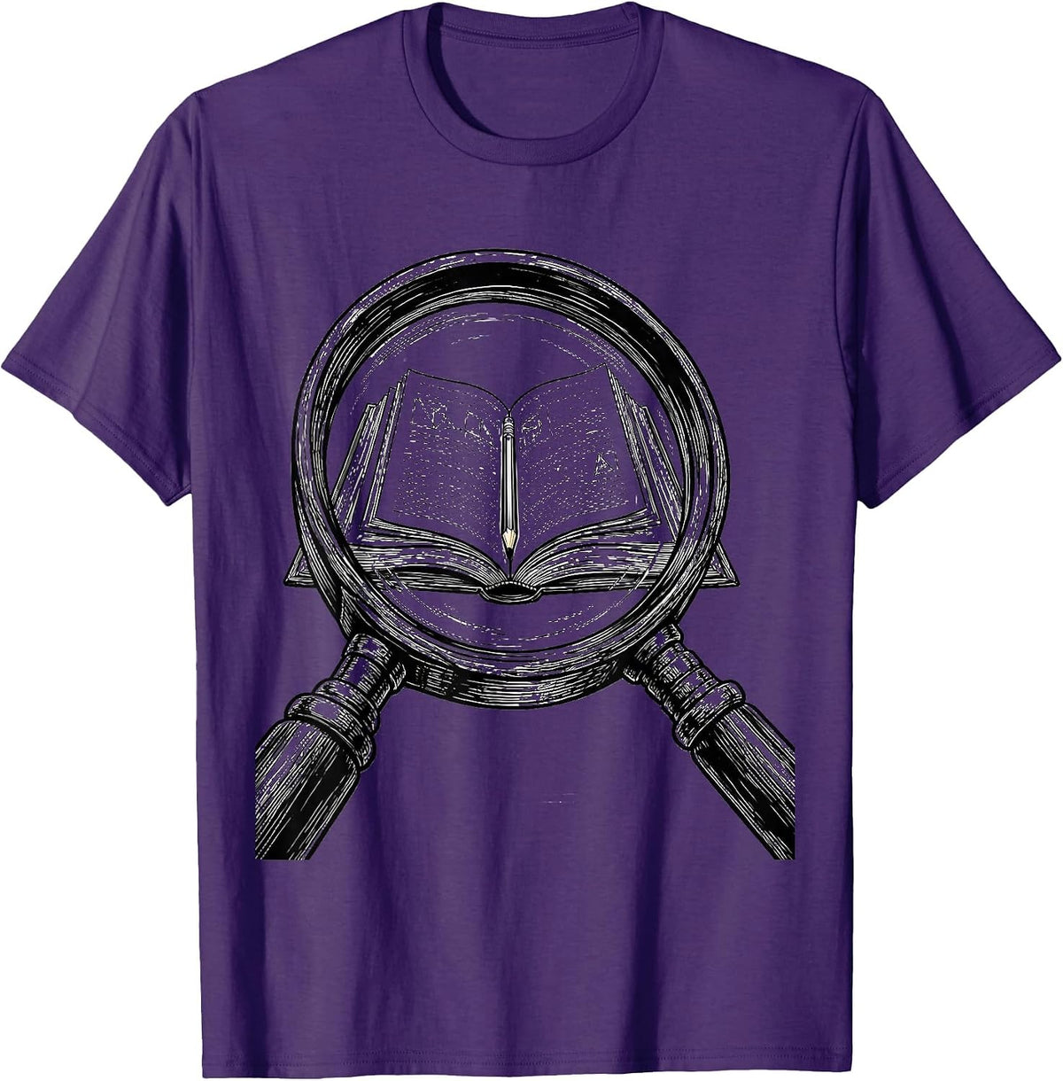 Paraprofessional Magnifying Glass Textbook Design T-Shirt - Purple
