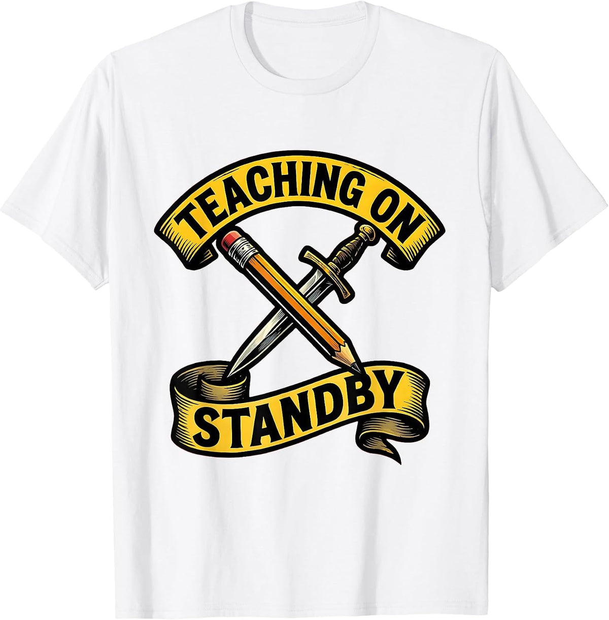 Men's Teaching On Standby Substitute Teacher Design T-Shirt - White