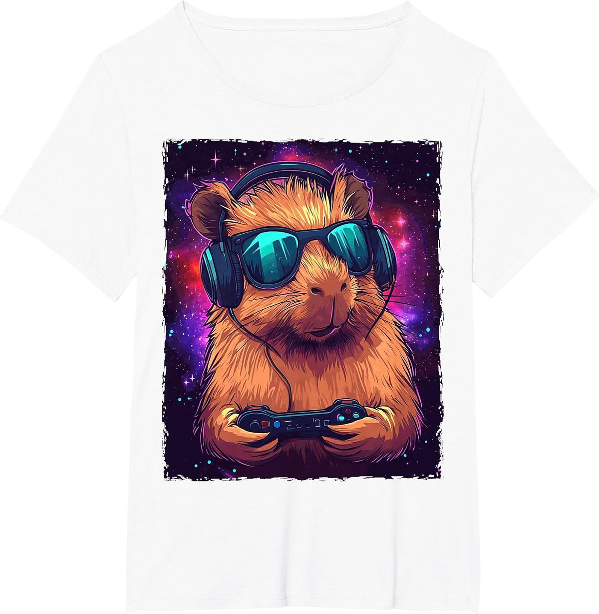 Funny Capybara Video Games T-Shirt - White