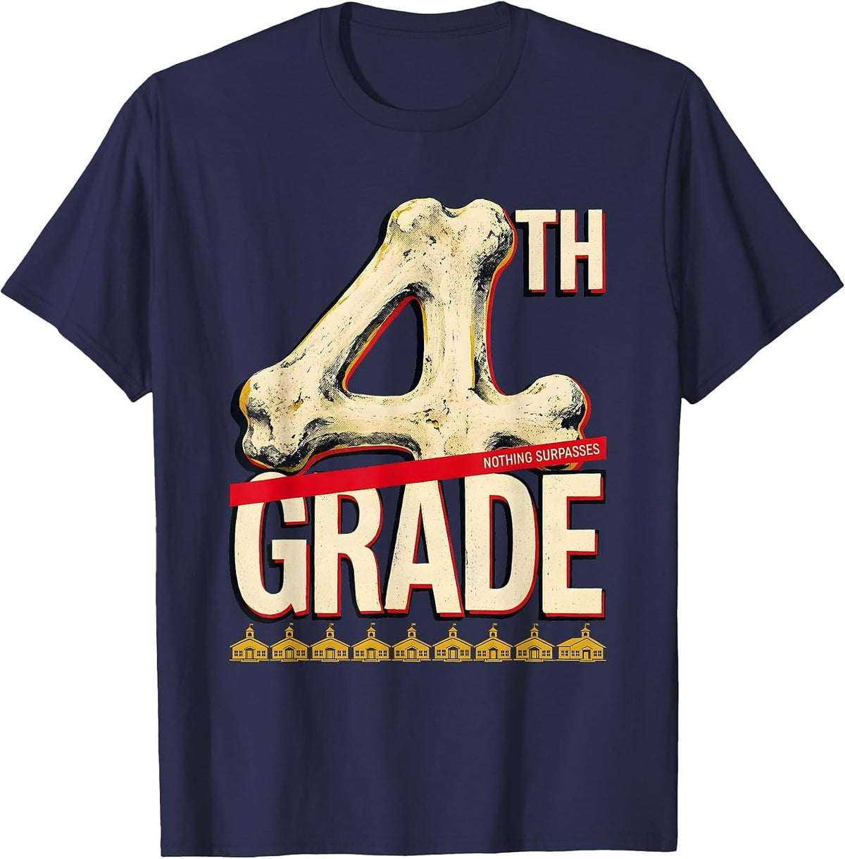Men's Nothing Surpasses 4th Grade Funny Teacher Back To School T-Shirt - Navy Blue