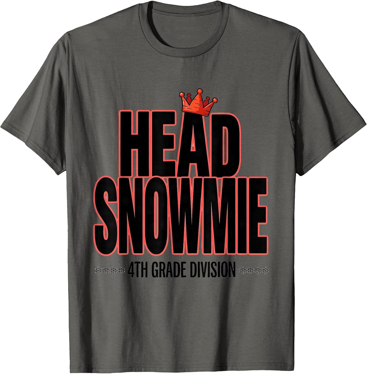 Men's Head Snowmie, 4th Grade Division Funny Teacher Christmas T-Shirt - Asphalt Grey