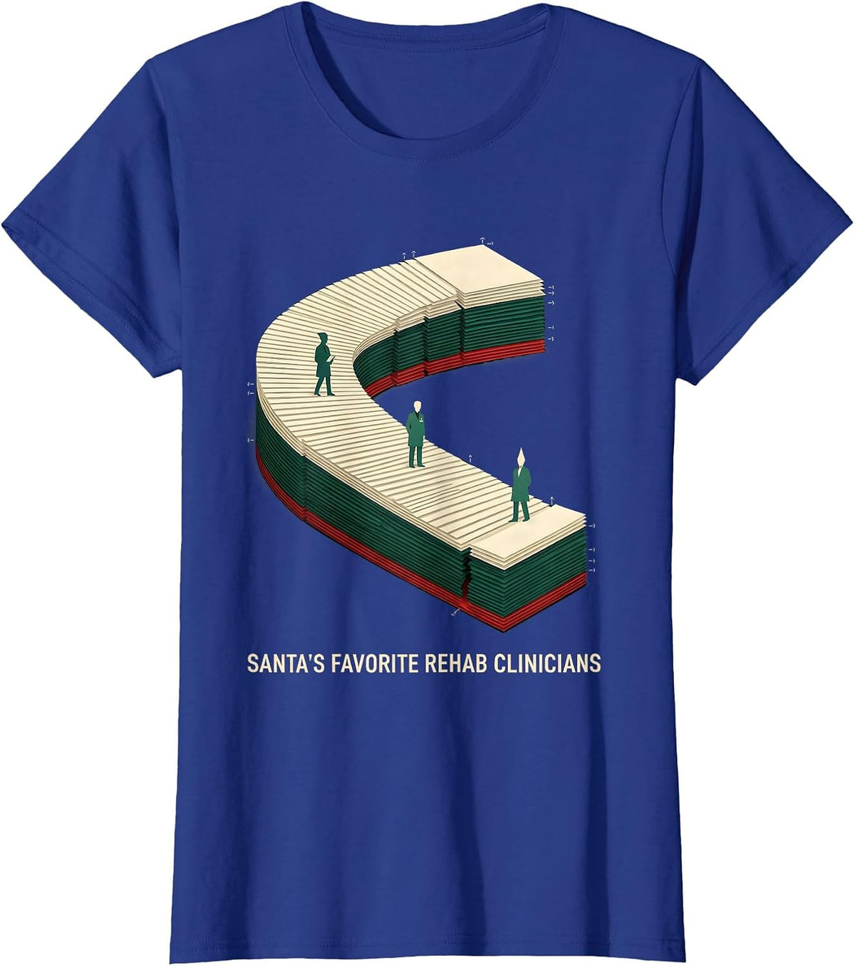 Women's Santa's Favorite Rehab Clinicians Funny Physical Therapy T-Shirt - Royal Blue