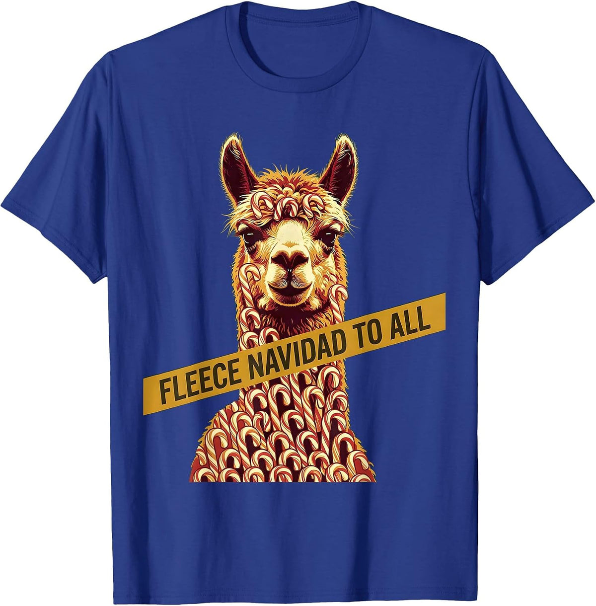 Fleece Navidad To All Funny Llama Alpaca Christmas Humor T-Shirt - Royal Blue