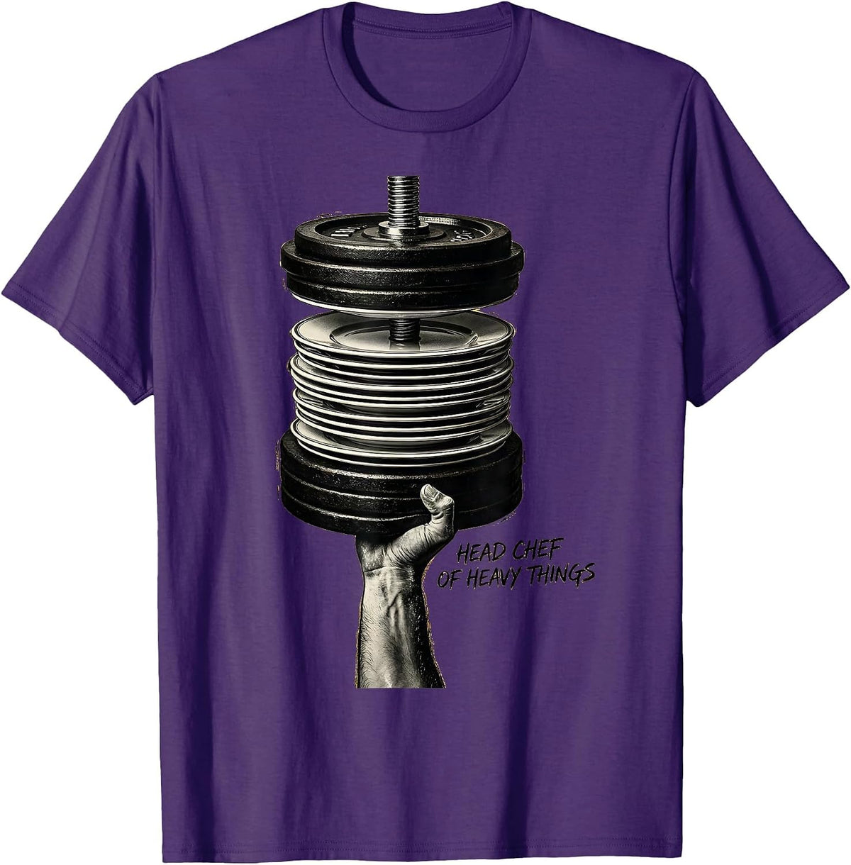 Head Chef Of Heavy Things Funny Gym Muscle Graphic T-Shirt - Purple