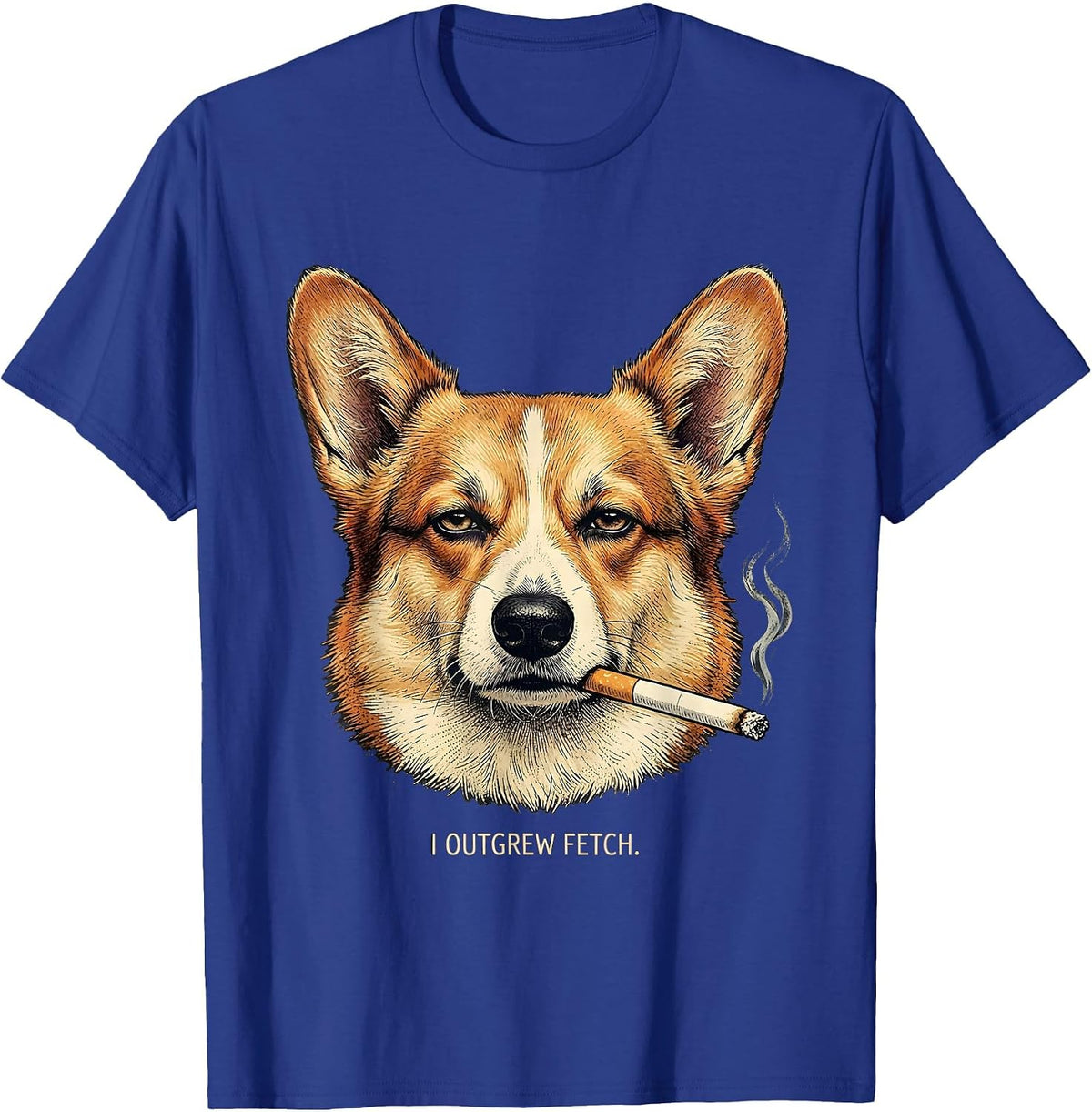 Men's I Outgrew Fetch Funny Corgi Meme Dog Owner Humor T-Shirt - Royal Blue