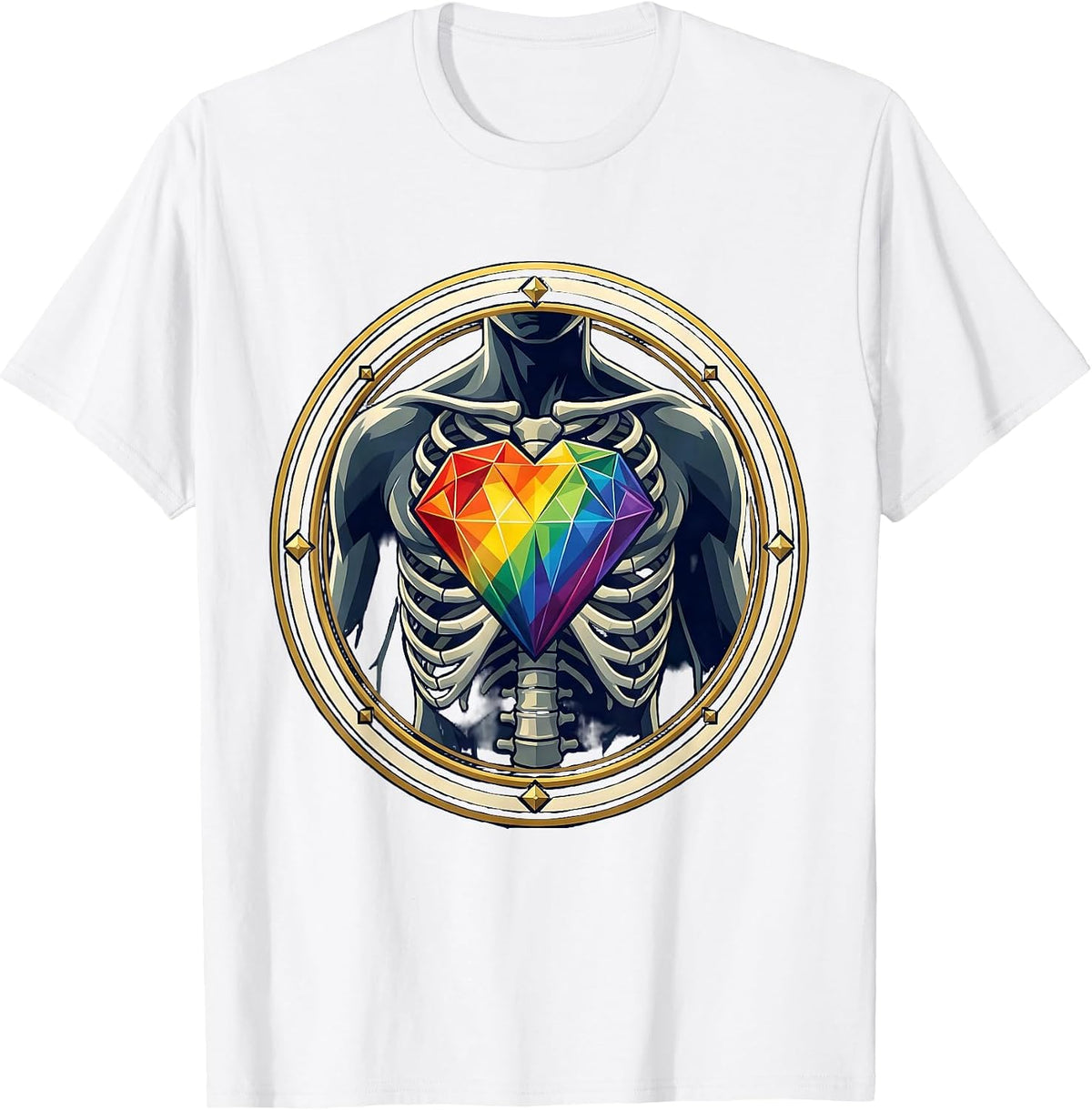 Men's Glowing Geometric Heart Pride Illustration T-Shirt - White
