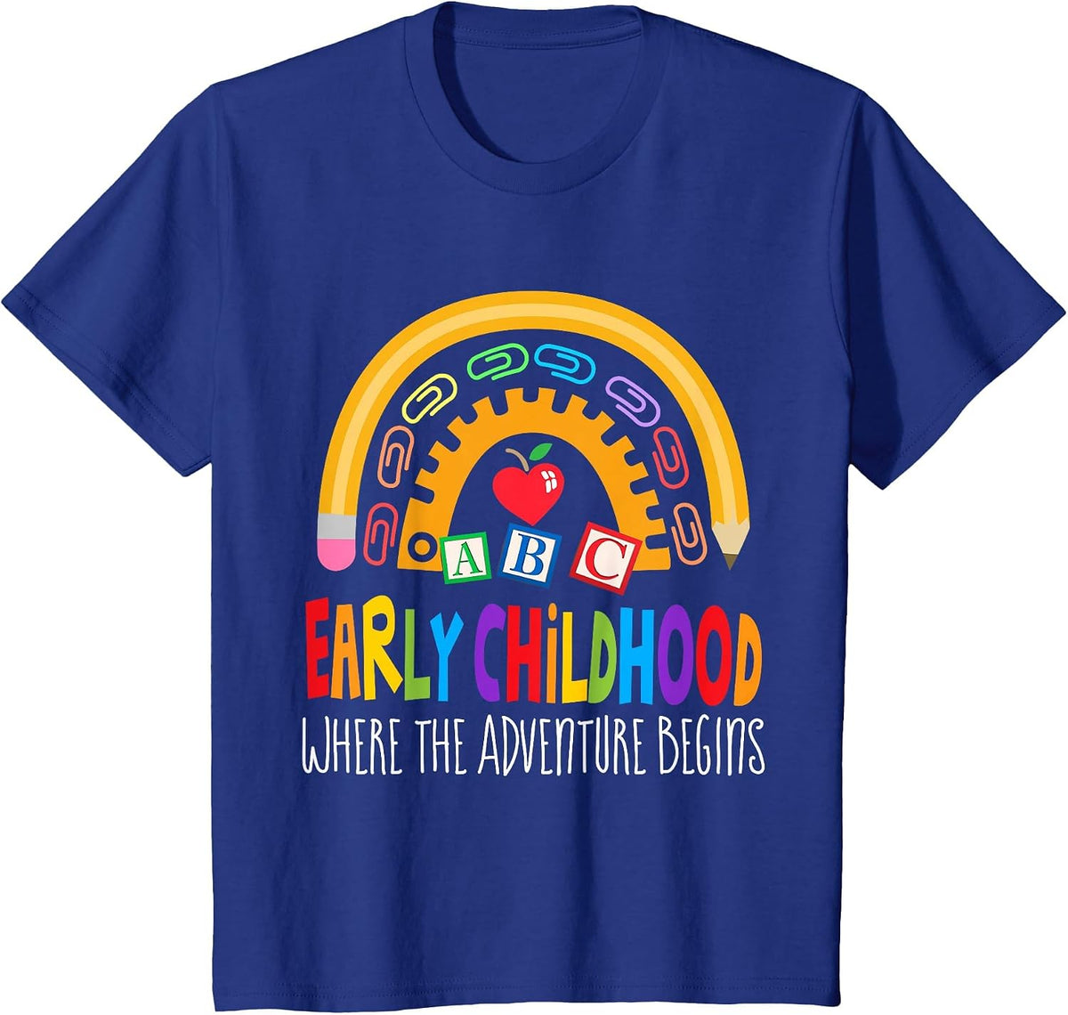 Teacher Early Childhood Education Preschool Head Start Crew T-Shirt - Royal Blue