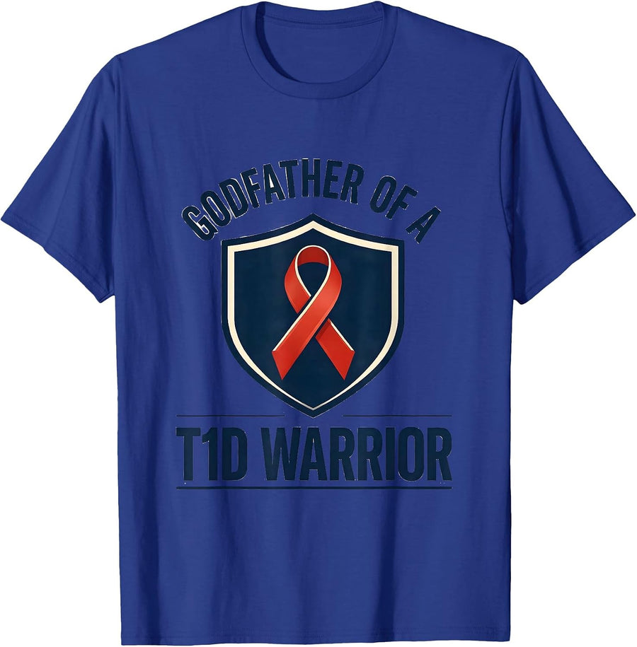 Godfather Of A T1D Warrior Diabetes Awareness Support Squad T-Shirt - Royal Blue