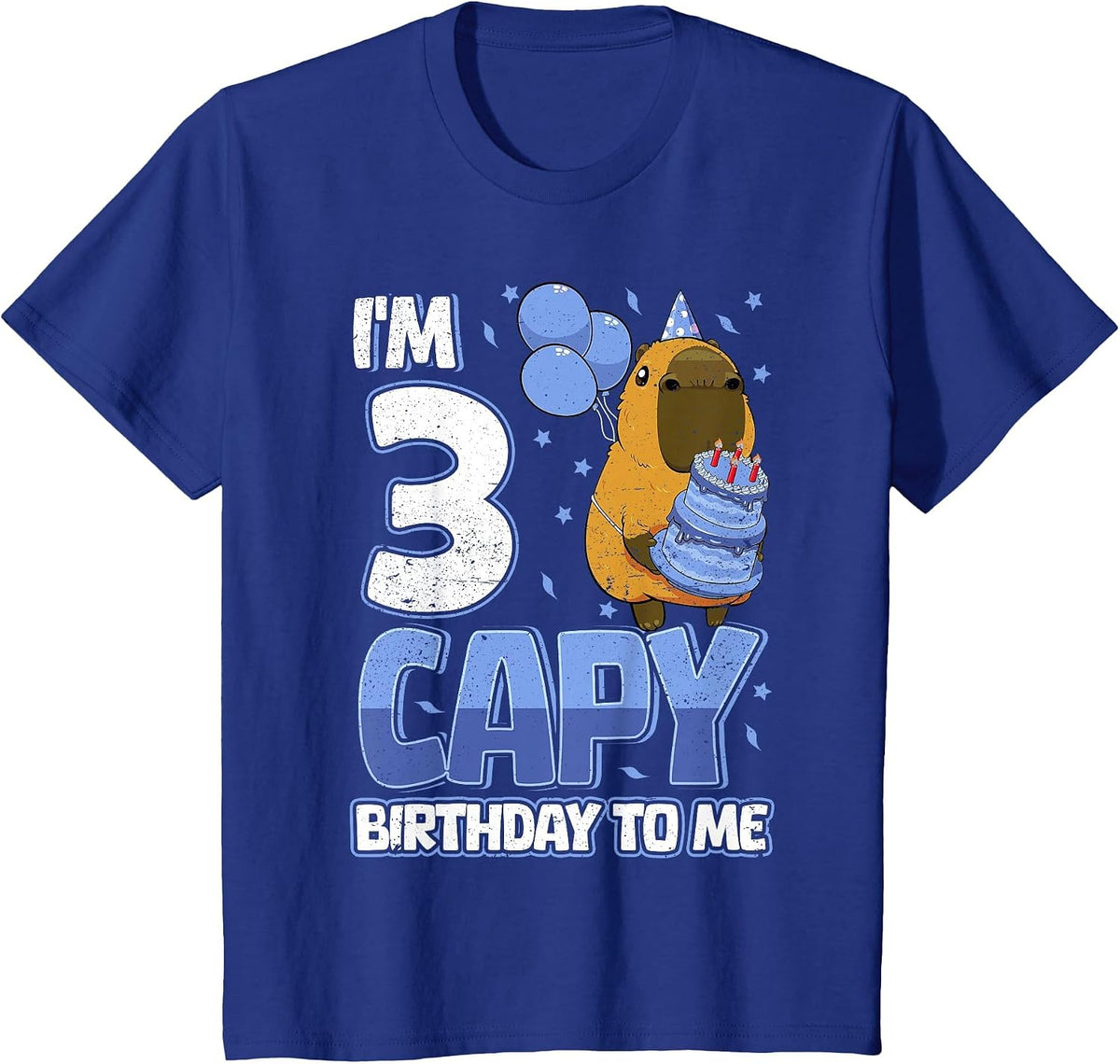 3 Years Capy Birthday to me Boys 3rd Birthday Capybara T-Shirt - Royal Blue