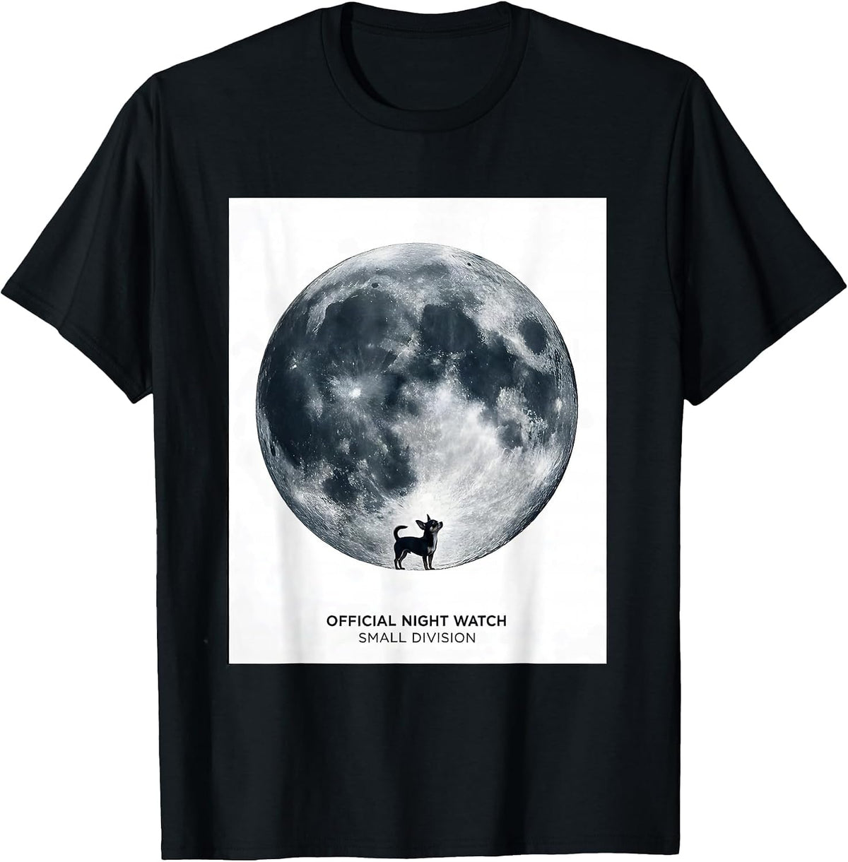 Men's Official Night Watch Small Division Chihuahua Howling T-Shirt - Black