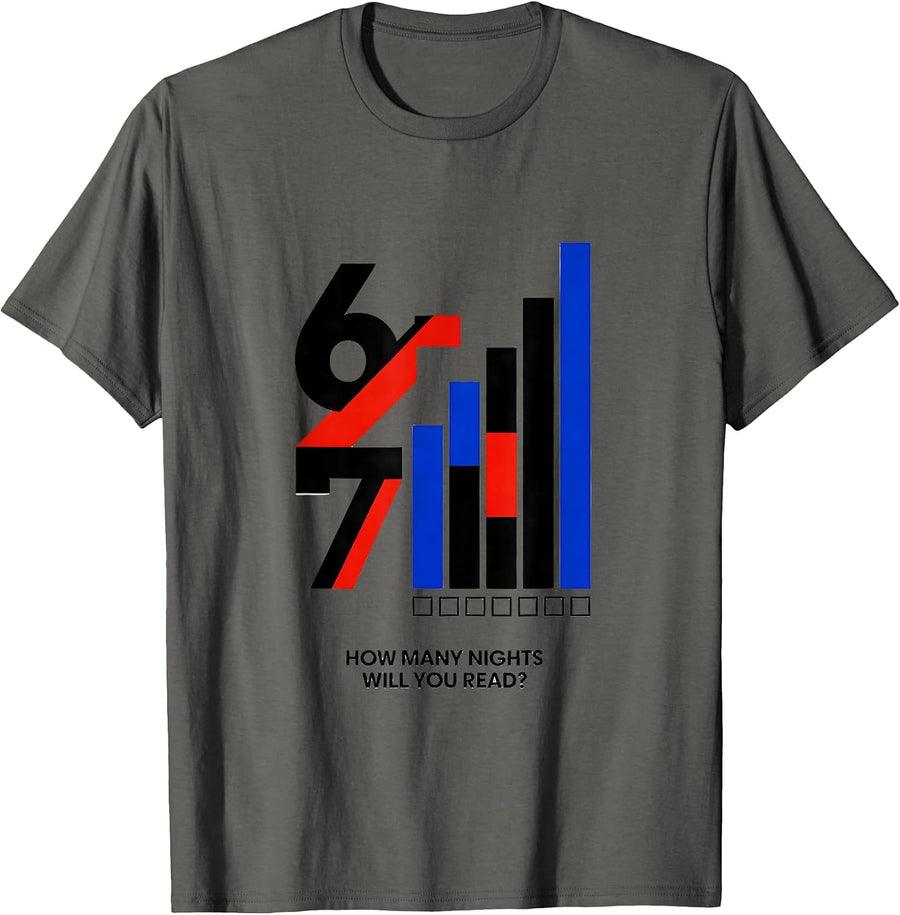 How Many Nights Will You Read? 6-7 Funny Teacher Reading T-Shirt - Asphalt Grey