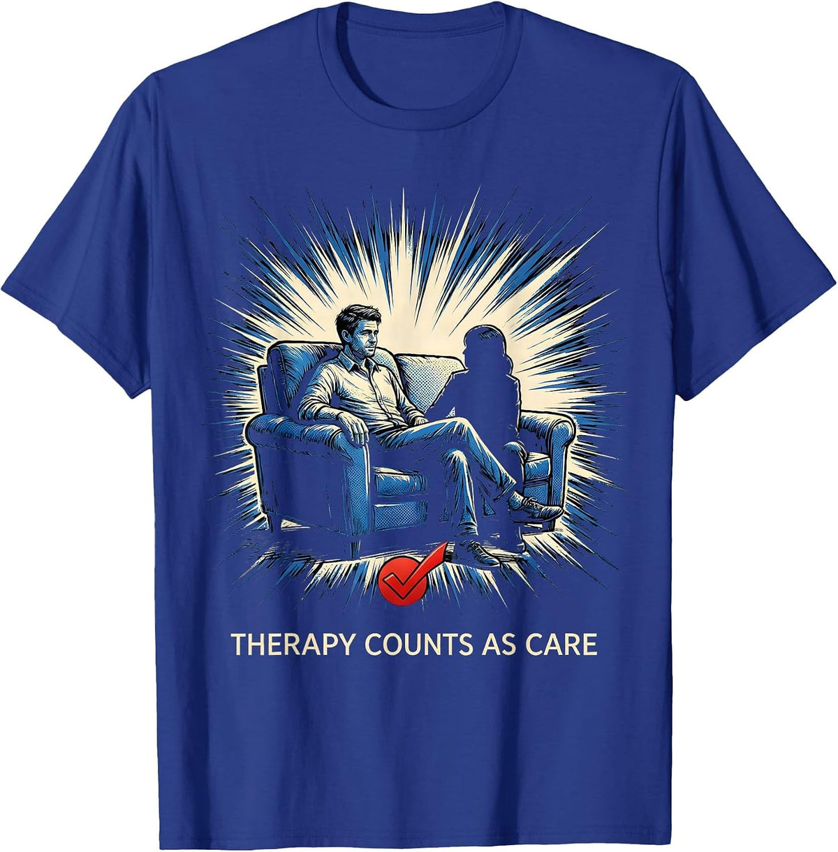 Therapy Counts As Care Comic Book Mental Health Awareness T-Shirt - Royal Blue