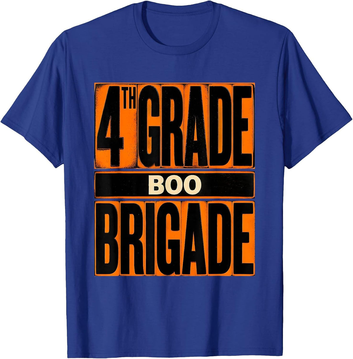 4th Grade Boo Brigade Playful Halloween Teacher School T-Shirt - Royal Blue