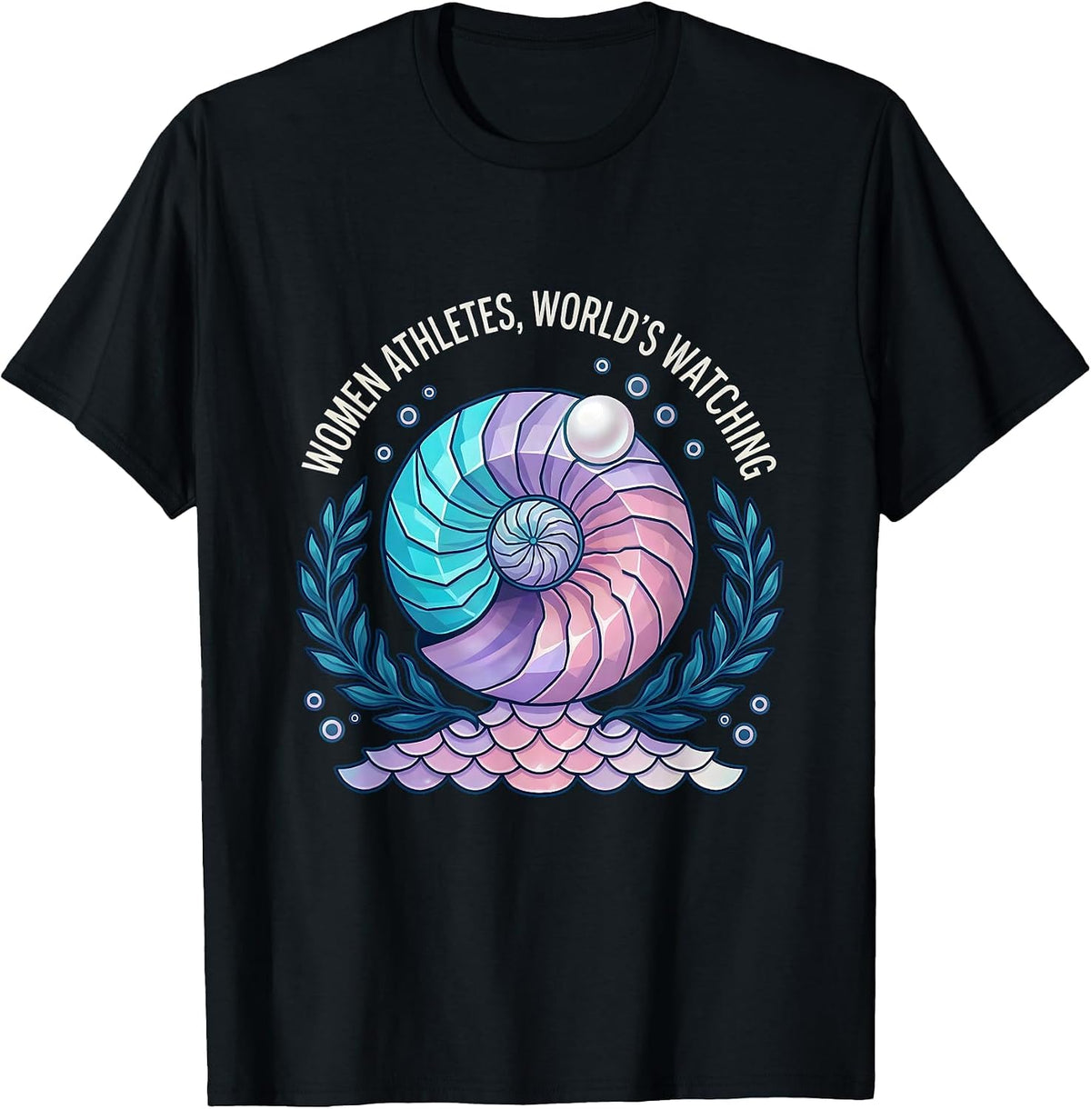 Men's Women Athletes World's Watching Sports Design T-Shirt - Black