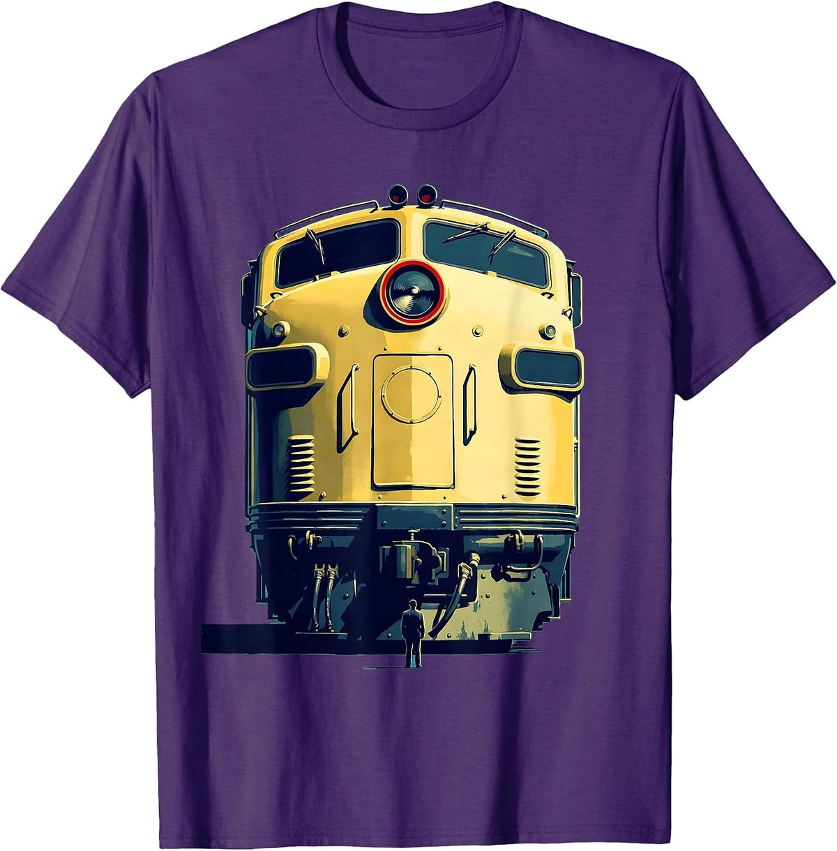 Enormous Locomotive Train Enthusiast Deadpan Humor T-Shirt - Purple