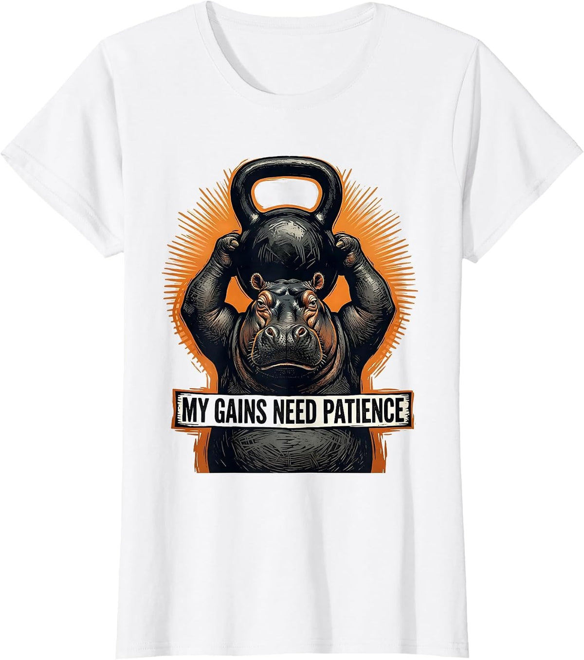 My Gains Need Patience Funny Gym Weightlifting Workout T-Shirt - White