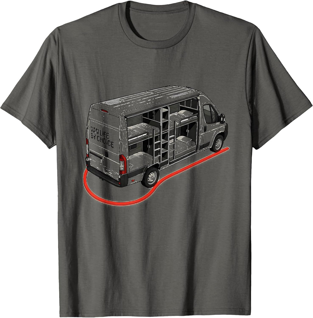 Men's Van Life By Choice Retro Vintage Van Dweller Nomads T-Shirt - Asphalt Grey