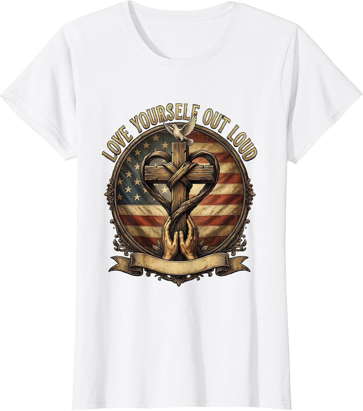 Love Yourself Out Loud Pride Graphic Design T-Shirt - White