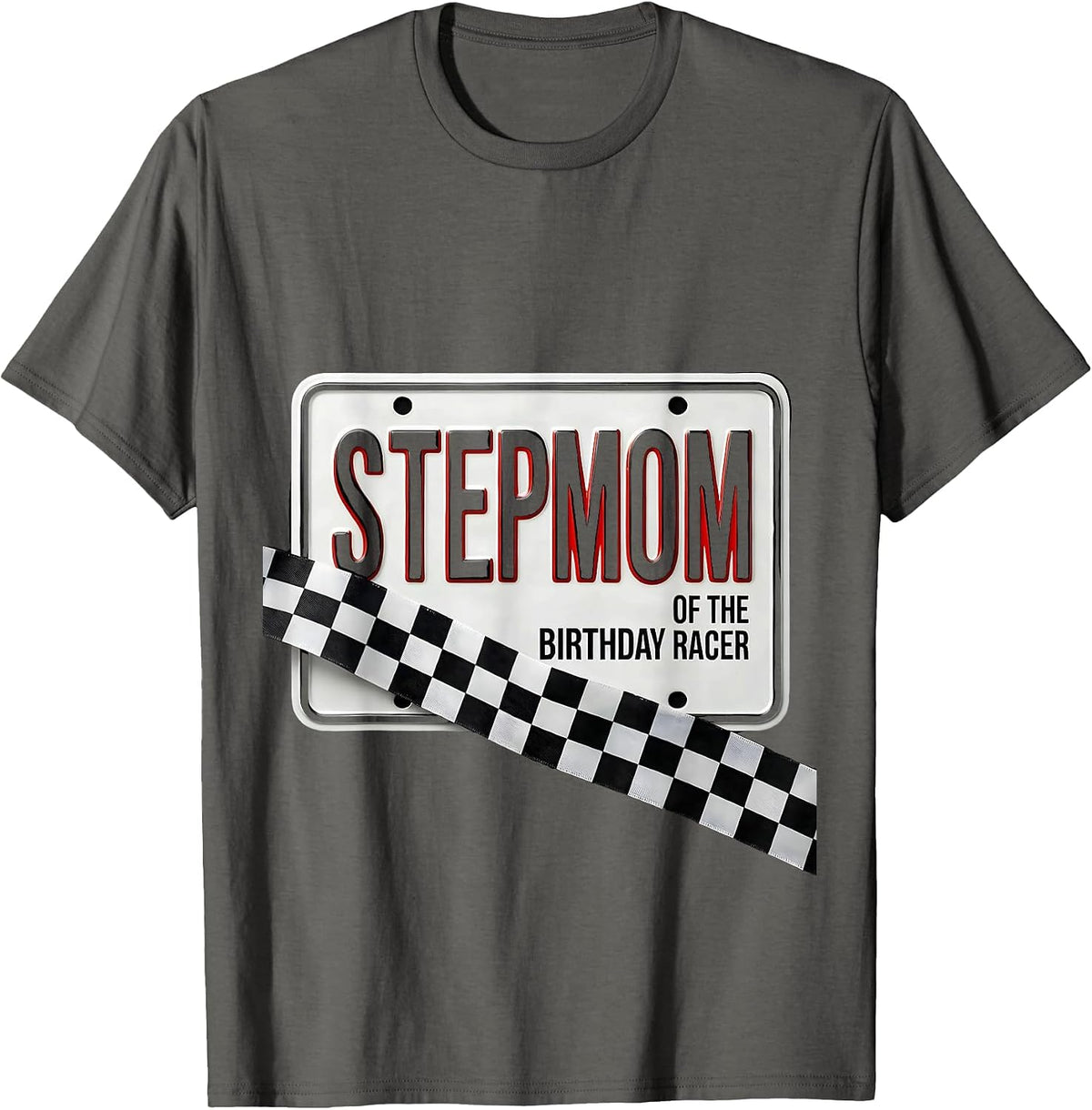Men's Stepmom Of The Birthday Racer Race Car Birthday Party Family T-Shirt - Asphalt Grey