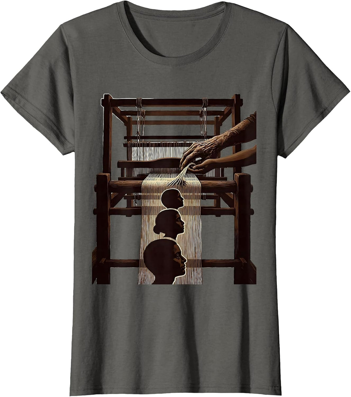 Women's Ancestral Hands Woven Heritage Black History Month Pride T-Shirt - Asphalt Grey