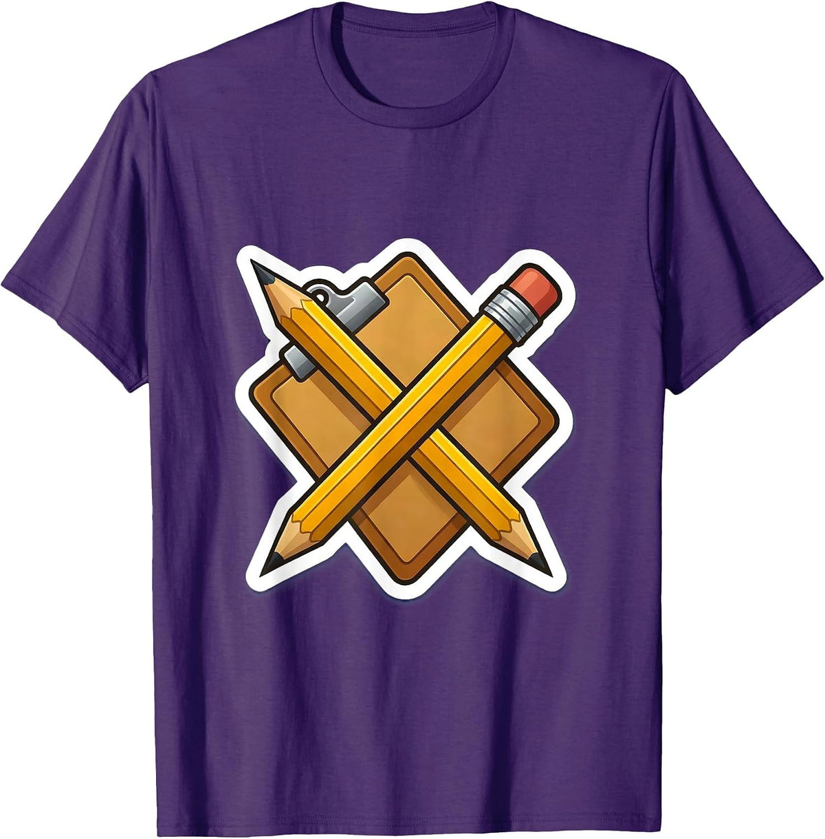 Men's Paraprofessional Pencil and Clipboard Crossed Design T-Shirt - Purple