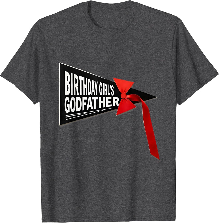 Men's Birthday Girl's Godfather Family Matching Coquette Bow Party T-Shirt - Dark Heather Grey