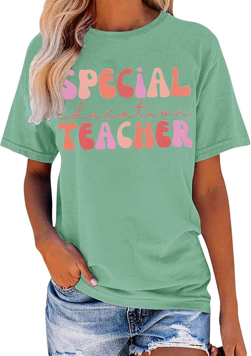 SHAOBGE Teacher Shirts for Women Kindergarten School Nurse Graphic Tee - 2-green