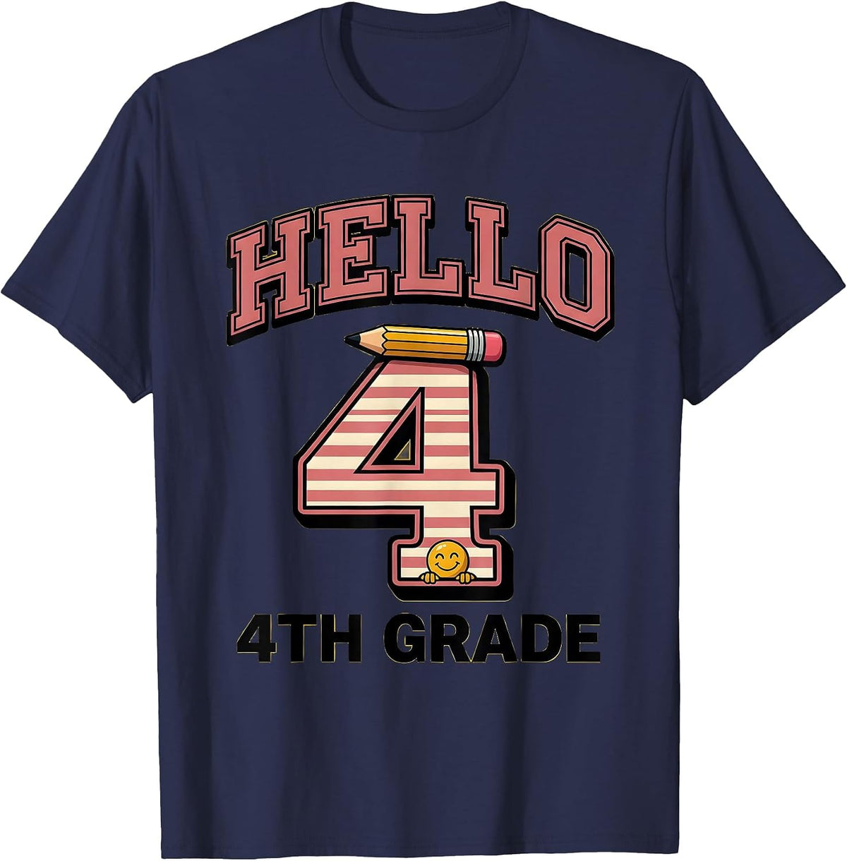 Hello 4th Grade Cute Back To School Teacher Student First T-Shirt - Navy Blue
