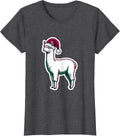 Women's Compact Llama Sticker Christmas Novelty Gift T-Shirt - Dark Heather Grey