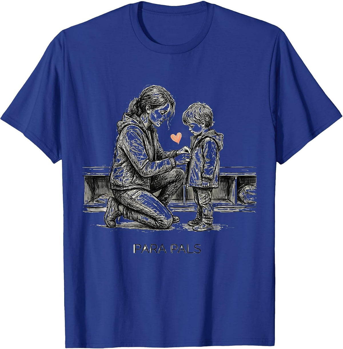 Para Pals Hand-Sketched Paraprofessional Teacher Aide T-Shirt - Royal Blue