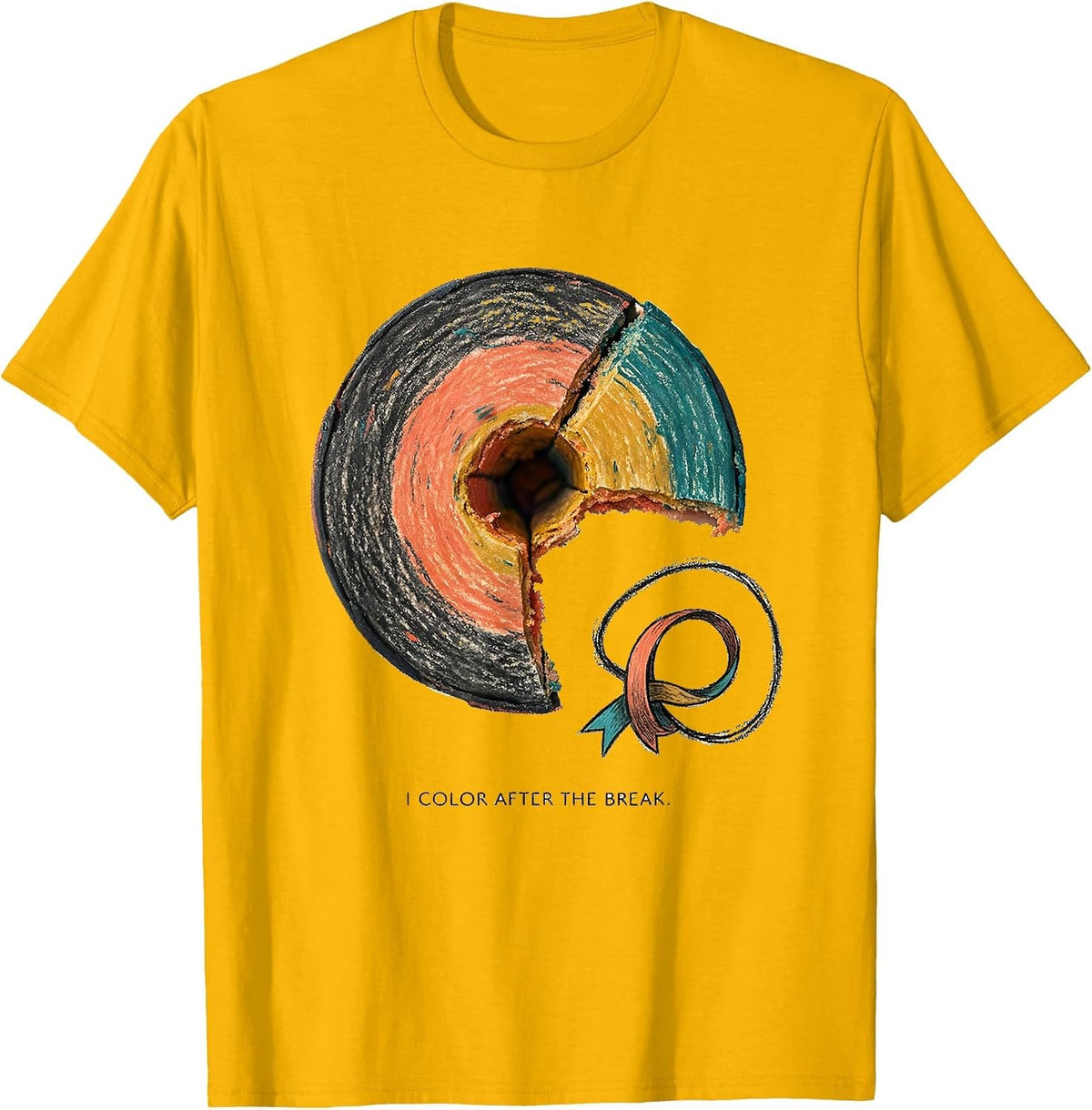 Men's I Color After The Break Mental Health Awareness Support T-Shirt - Golden Yellow