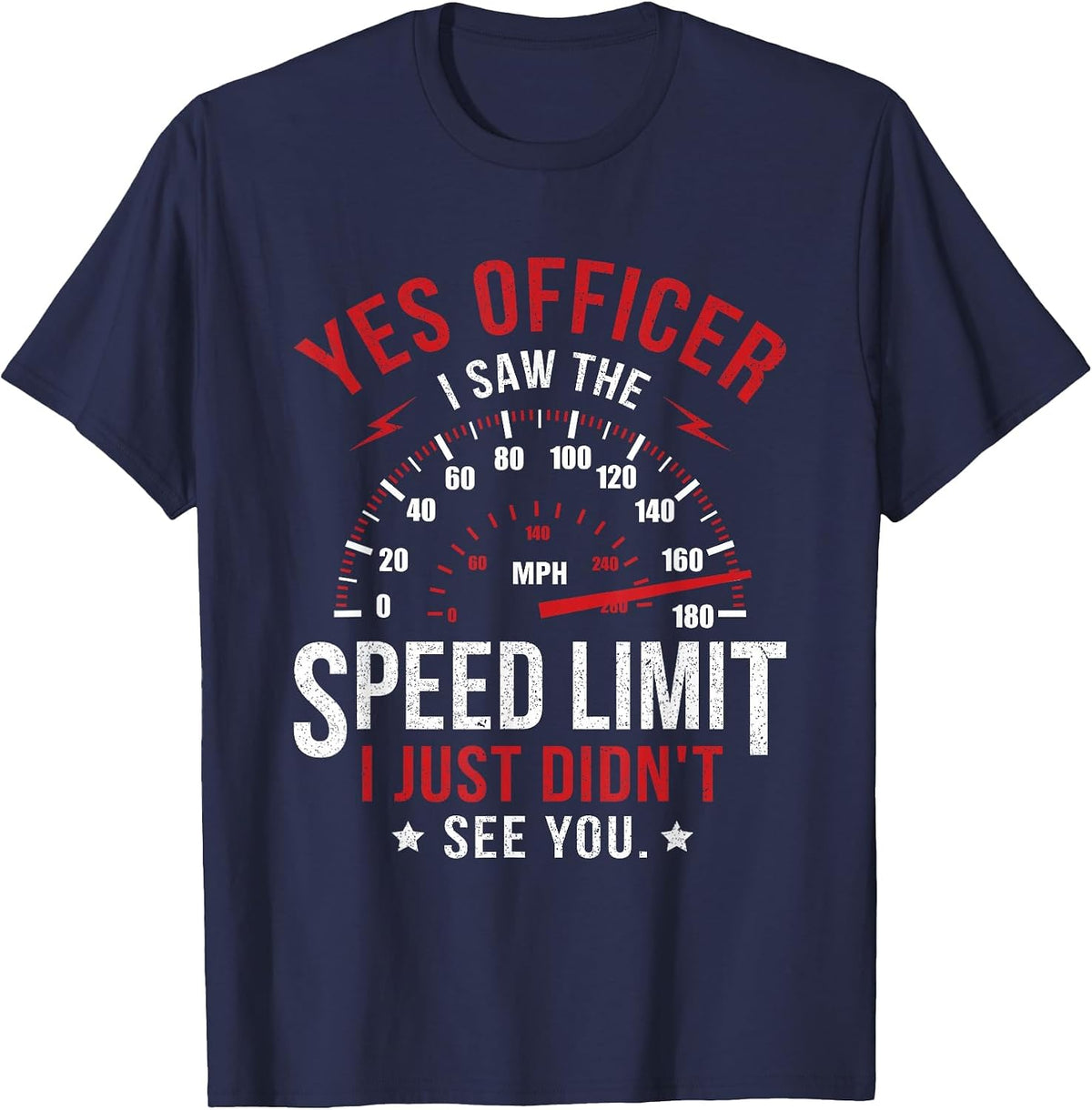Yes Officer Speeding Ticket for Car Enthusiasts & Mechanics T-Shirt - Navy Blue