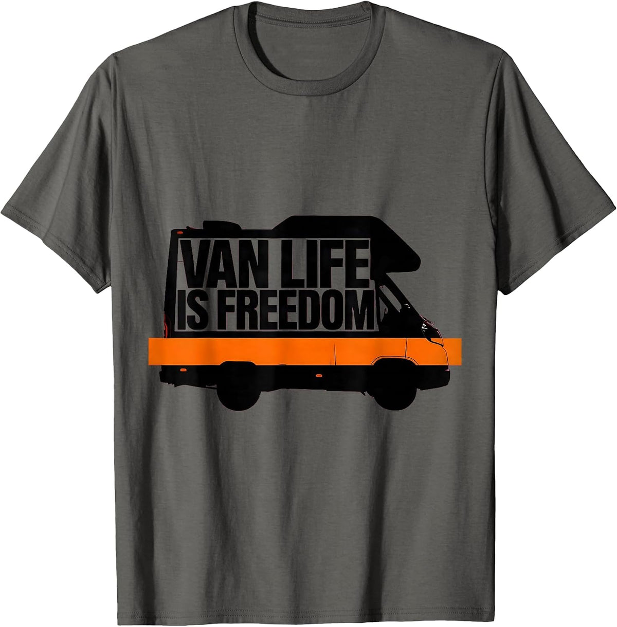 Van Life Is Freedom Brutalist Van Dwellers Nomad Retro T-Shirt - Asphalt Grey