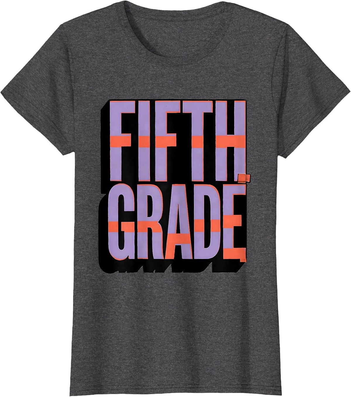 Women's Fifth Grade Teacher Blue Patchwork Back To School Girls T-Shirt - Dark Heather Grey