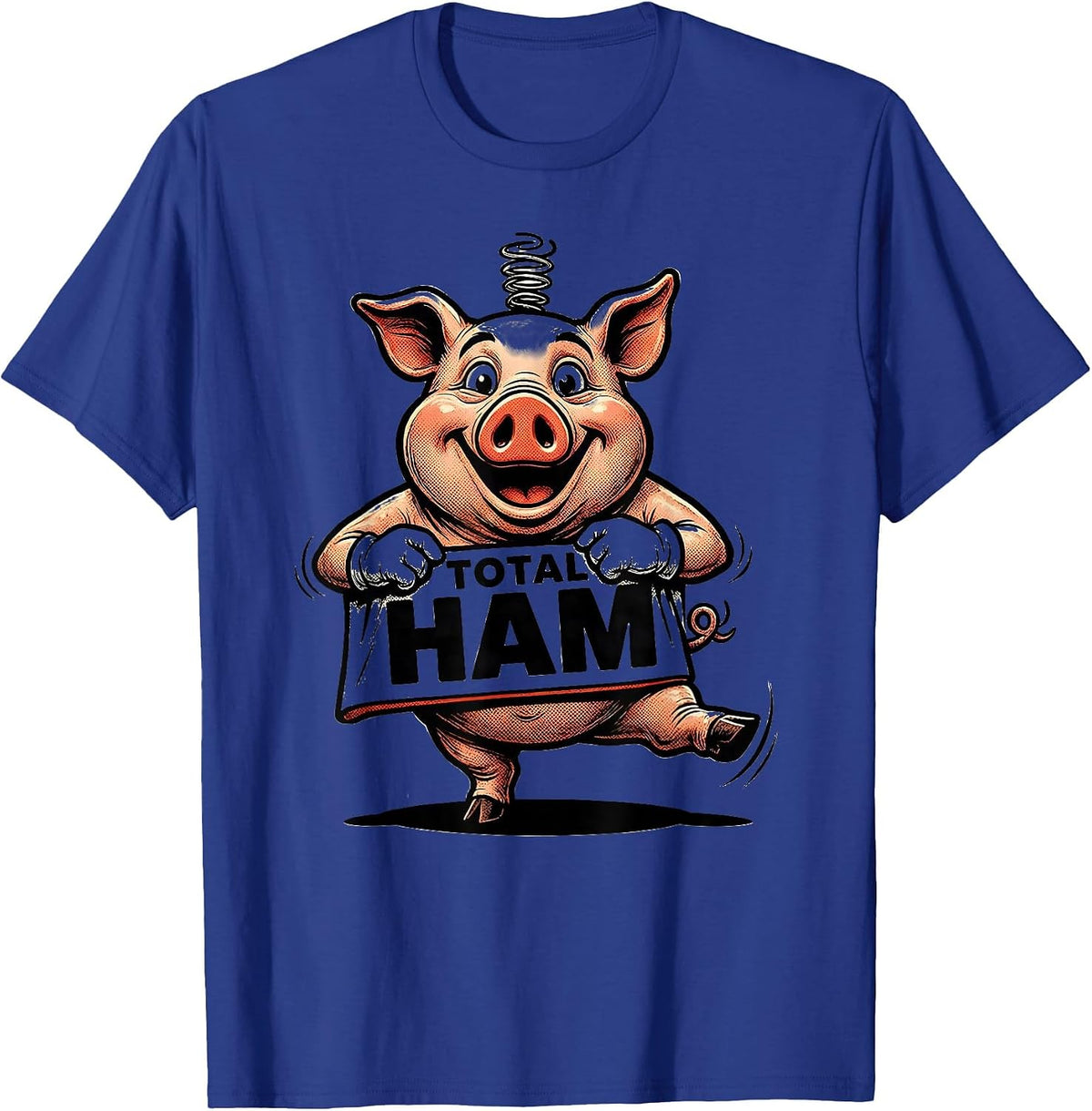 Total Ham Retro Cartoon Pig Lover Farm Animal Humor T-Shirt - Royal Blue