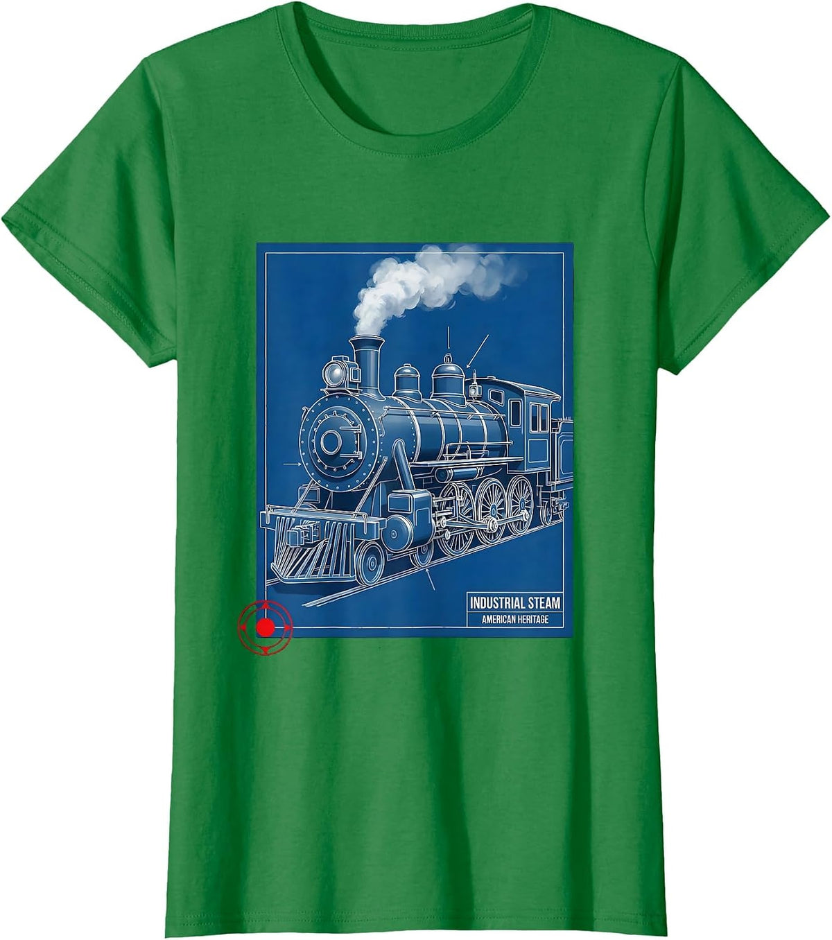 Women's Industrial Steam American Heritage Steam Locomotive Train T-Shirt - Kelly Green