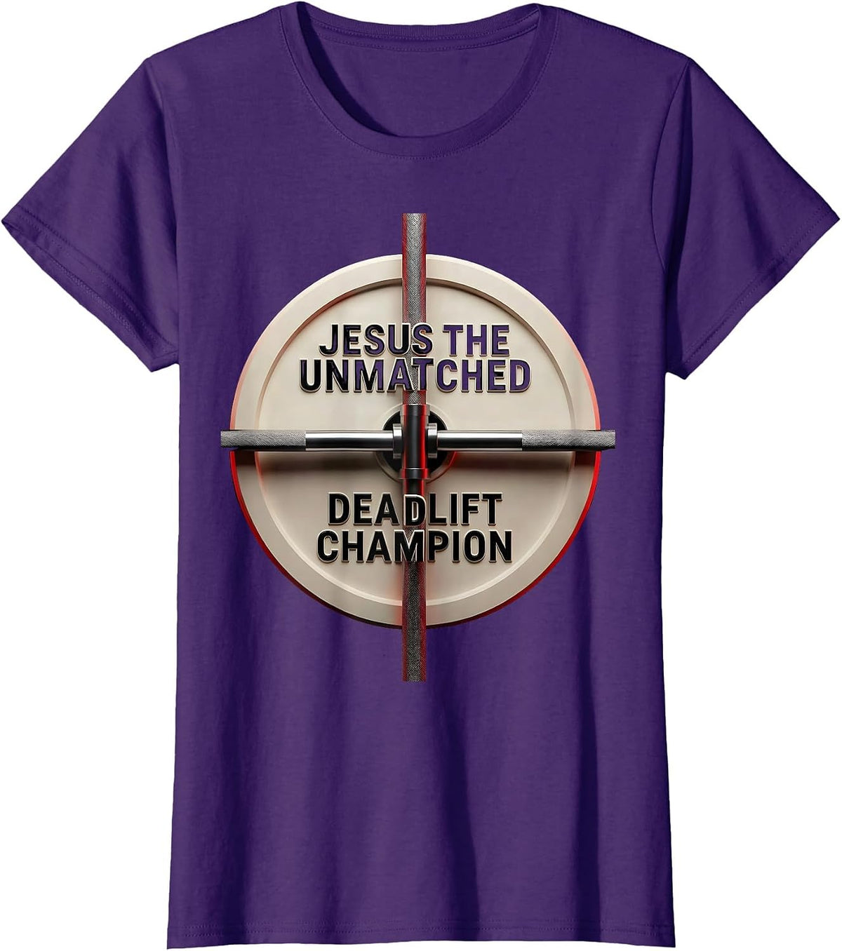 Women's Jesus The Unmatched Deadlift Champion Geometric Christian T-Shirt - Purple