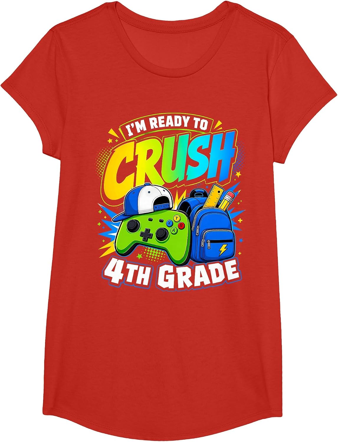 Im Ready to Crush Fourth Grade Back to School 4th Grade Boys T-Shirt - Girls Red