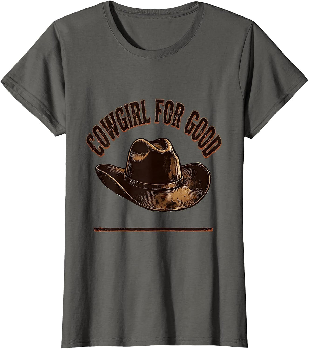 Women's Cowgirl For Good Distressed Western Rodeo Identity Pride T-Shirt - Asphalt Grey