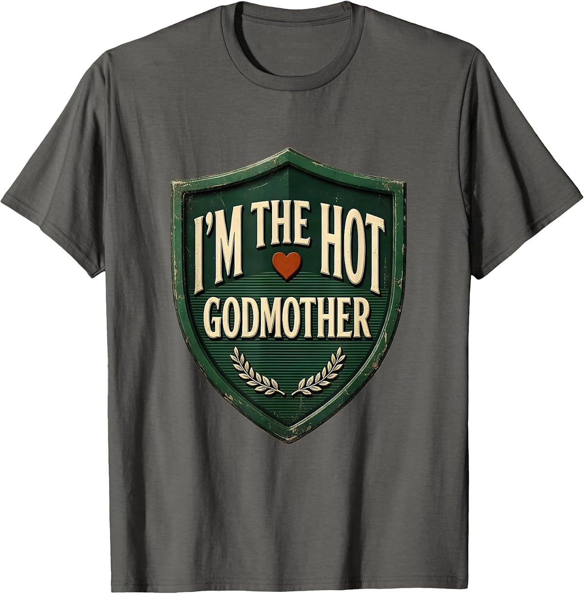 Men's I'm The Hot Godmother Vintage Funny Parent Rebus Joke Gift T-Shirt - Asphalt Grey