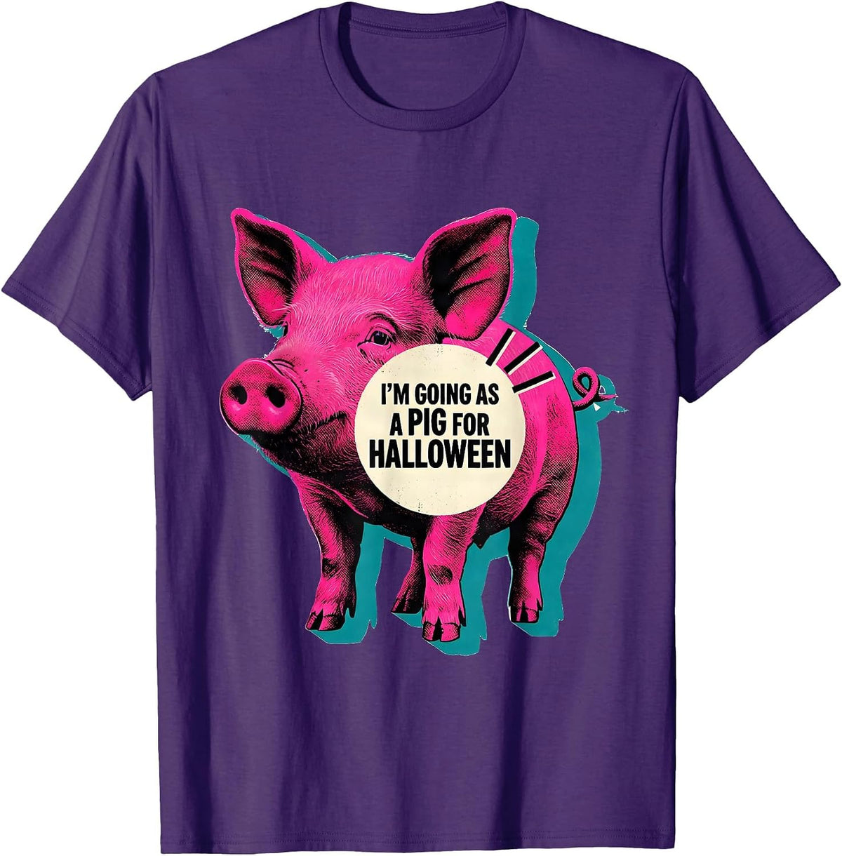 Men's I’m Going As A Pig For Halloween Funny Pig Lover Halloween T-Shirt - Purple